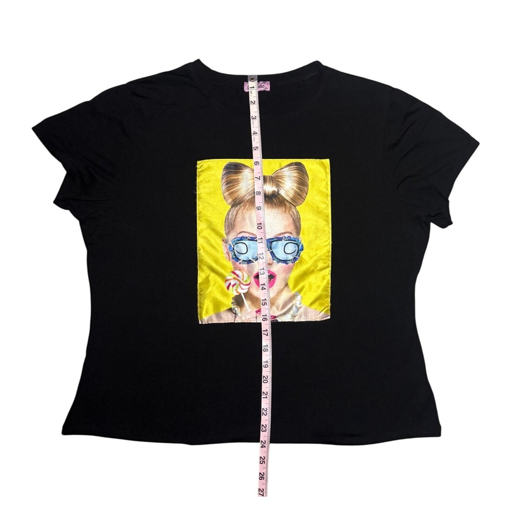 Streetwear Mistic Black Graphic T-Shirt Womens 3XL Girl Lollipop Sunglasses - Picture 7 of 7